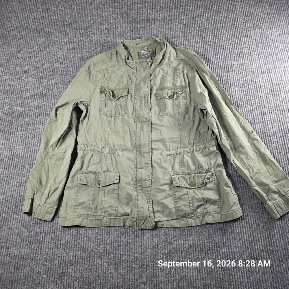Ashley by 26 International Womens Utility Jacket Olive Green Cargo Field Large